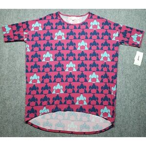 LulaRoe Disney Irma Tunic Top Womens L Minnie Mouse Multicolor Short Sleeve New